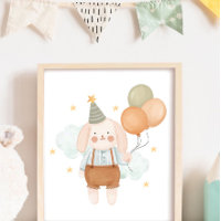 Cute Baby Nursery  Witte Konijn Wolk en Sterren