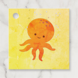 Cute Baby Octopus Cartoon Bedankjes Labels