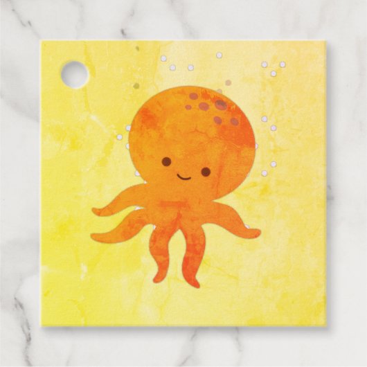 Cute Baby Octopus Cartoon Bedankjes Labels (Voorkant)