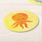 Cute Baby Octopus Cartoon Ronde Kartonnen Onderzetter (Gebogen)