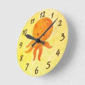 Cute Baby Octopus Cartoon Ronde Klok (Hoek)