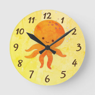 Cute Baby Octopus Cartoon Ronde Klok
