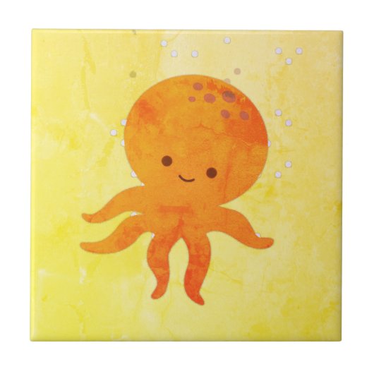 Cute Baby Octopus Cartoon Tegeltje (Voorkant)