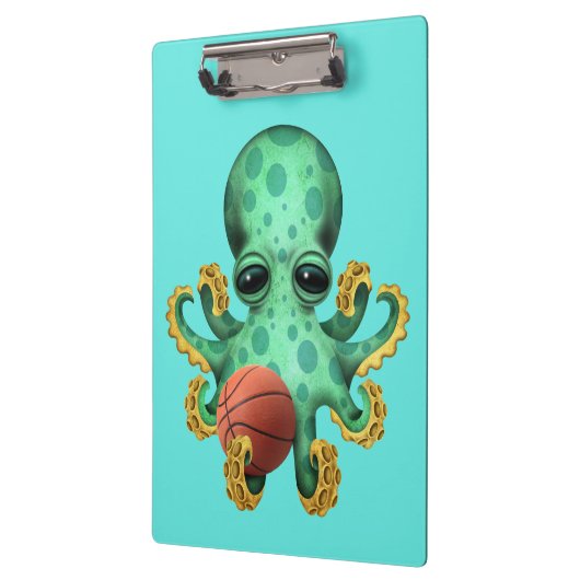 Cute Baby octopus die met Basketball speelt Klembord (Links)