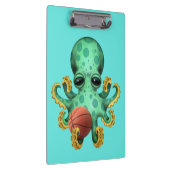 Cute Baby octopus die met Basketball speelt Klembord (Rechts)