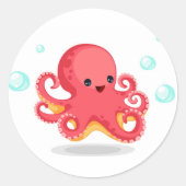 Cute Baby Octopus Ronde Sticker (Voorkant)