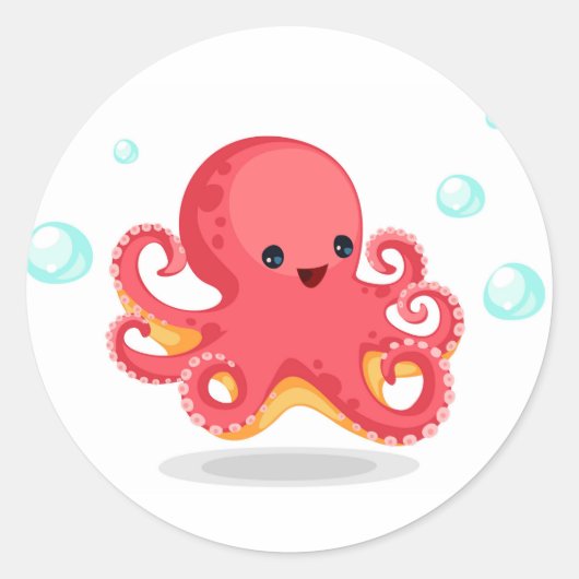 Cute Baby Octopus Ronde Sticker (Voorkant)