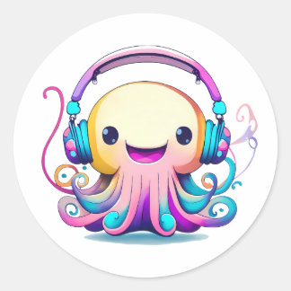 Cute Baby Octopus Ronde Sticker