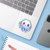 Cute Baby Octopus Sticker (Laptop met iPhone)