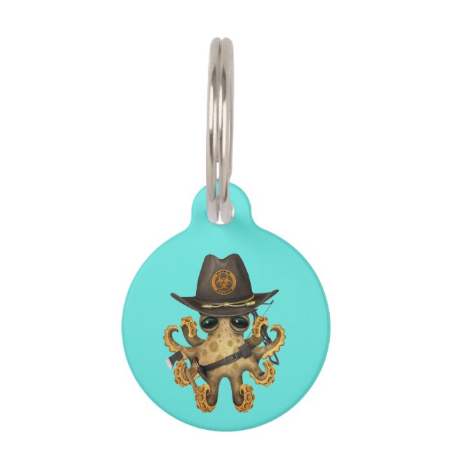 Cute Baby Octopus Zombie Hunter Huisdierpenning (Voorkant)