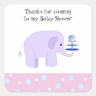 Cute Baby Olifant Baby Shower Vierkante Sticker