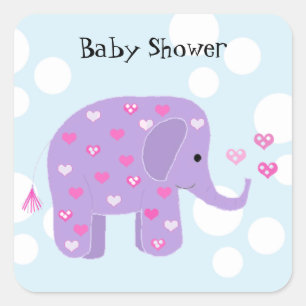 Cute Baby Olifant Baby Shower Vierkante Sticker