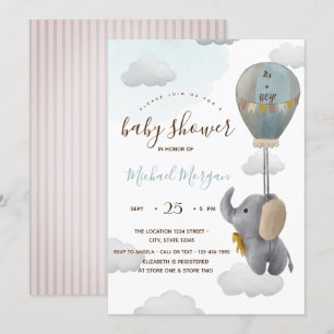 Cute Baby Olifant Ballon Strepen Baby Shower Kaart