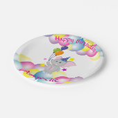 Cute baby olifant Birthday party Papieren Bordje (Gekanteld)