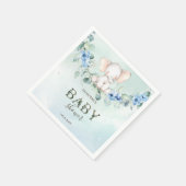 Cute Baby Olifant Blauwe Rozen Servet (Hoek)