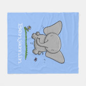 Cute baby olifant blue cartoon illustratie fleece deken (Voorkant (Horizontaal))