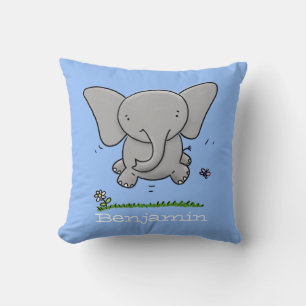 Cute baby olifant blue cartoon illustratie kussen