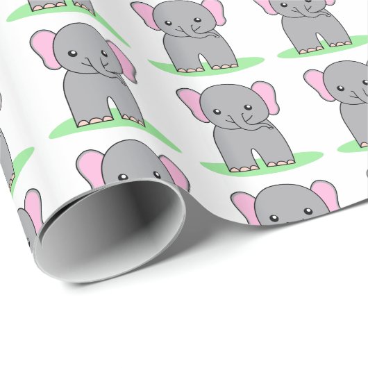 Cute baby-olifant cadeaupapier (Rol Hoek)