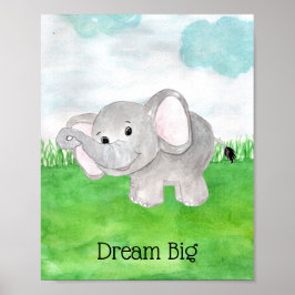 Cute Baby Olifant Droom Groot Citaat Slaapkamer Poster