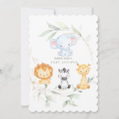 Cute Baby Olifant en Vrienden Safari Baby Shower  Kaart (Achterkant)