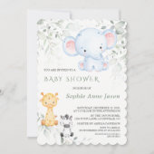 Cute Baby Olifant en Vrienden Safari Baby Shower  Kaart (Voorkant)