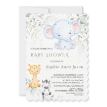 Cute Baby Olifant en Vrienden Safari Baby Shower 