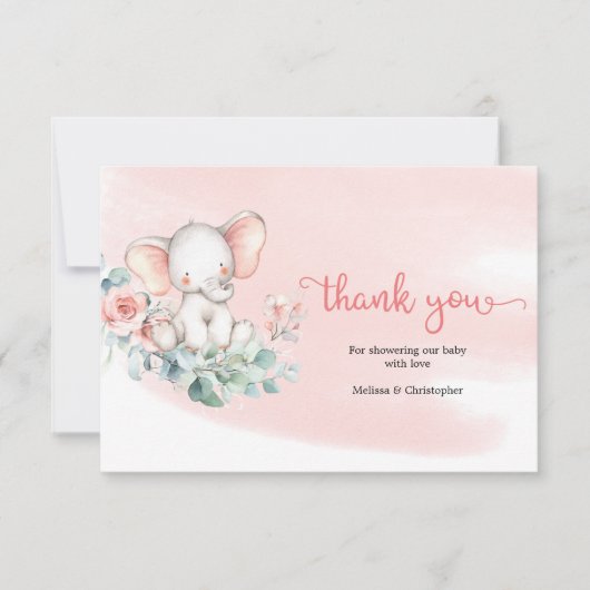 Cute baby olifant eucalyptus met dank bedankkaart (Voorkant)
