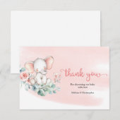 Cute baby olifant eucalyptus met dank bedankkaart (Voorkant / Achterkant)