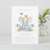 Cute Baby Olifant Foliage Baby Shower Uitnodiging (Staand voorkant)