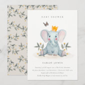 Cute Baby Olifant Foliage Baby Shower Uitnodiging (Voorkant / Achterkant)