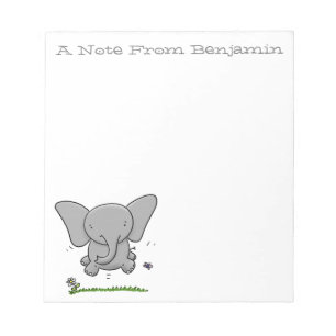 Cute baby olifant green cartoon illustratie notitieblok