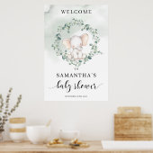 Cute baby olifant groene eucalyptus welkomstbord poster (Keuken)