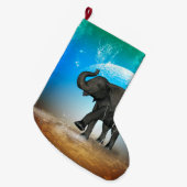 Cute baby-olifant grote kerstsok (Voorkant (Hangend))