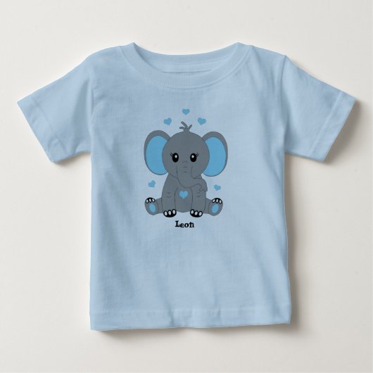 Cute baby olifant in blauw, handgetekend,  (Voorkant)