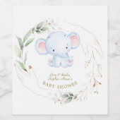 Cute Baby Olifant Jungle Groene Baby Shower    Wijn Etiket (Enkel label)