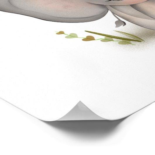 Cute Baby Olifant Konijn Poster Print (Hoek)