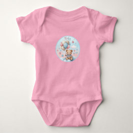Cute Baby Olifant met Blauwe Ballonnen Baby Shower Romper
