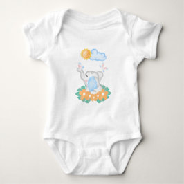 Cute Baby Olifant met oranje bloemen Romper