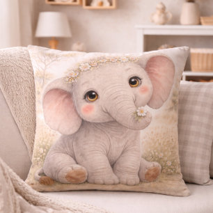 Cute Baby Olifant Neutrale Kinderkamer Kussen