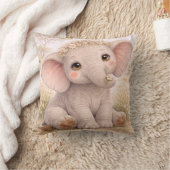 Cute Baby Olifant Neutrale Kinderkamer  Kussen (Deken)