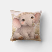 Cute Baby Olifant Neutrale Kinderkamer  Kussen (Voorkant)