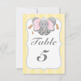Cute Baby Olifant Peanuts Feest Tafel Nummerkaart Kaart