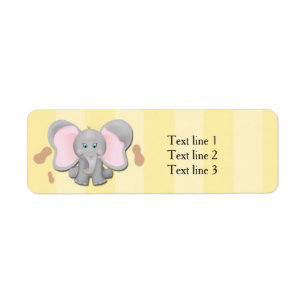 Cute Baby Olifant & Pinda Feest Adreslabels Etiket