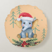 Cute Baby Olifant Safari Thema Rond Kussen (Voorkant)