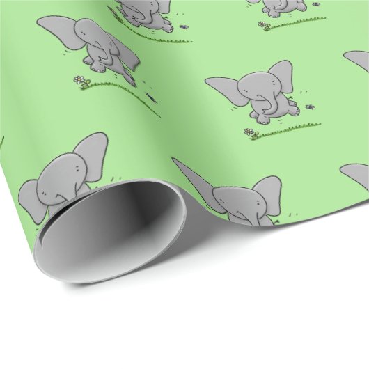 Cute baby olifant springt cartoon illustratie cadeaupapier (Rol Hoek)