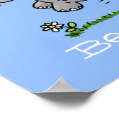 Cute baby olifant springt cartoon illustratie poster (Hoek)