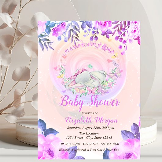 Cute Baby Olifant Vlinders Bloemstuk Kaart