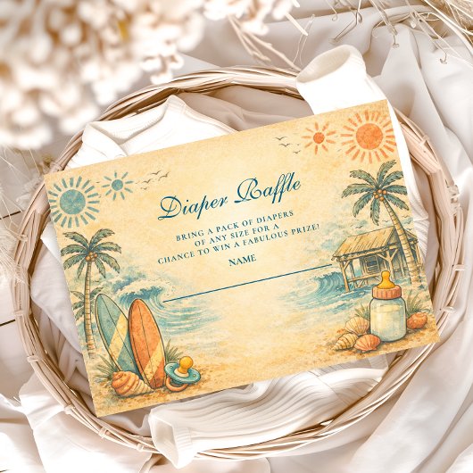 Cute Baby On Board Surf Diapper Raffle Informatiekaartje