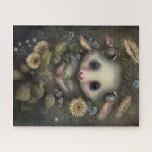 Cute Baby Opossum Flowers Painting Legpuzzel (Horizontaal)