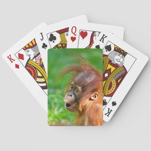 Cute baby orangutan kijkt in verwondering pokerkaarten (Achterkant)